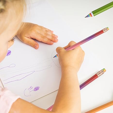 16PCS Rainbow Pencils with Erasers Multicolor