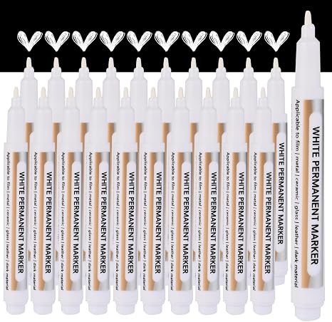 40PCS White Permanent Markers Fine Tip Waterproof