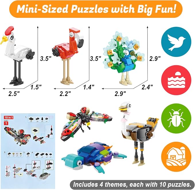 40PCS Mini Animal Building Blocks 4 Themes