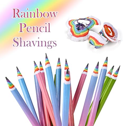 16PCS Rainbow Pencils with Erasers Multicolor