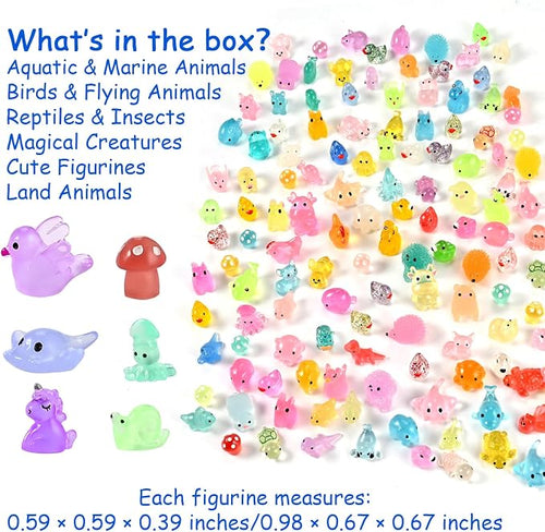 200PCS Glow in the Dark Mini Resin Animals 32 Styles