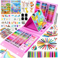 230 PCS Kids Art Set Pink Double-Sided Easel Drawing Kit